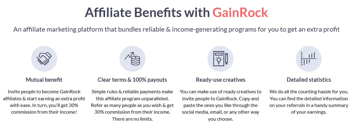 Affiliate Benefits wtih GainRock