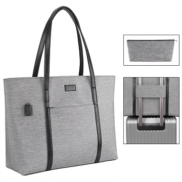 Business Women Professional Work Tote Bag with Zipper and Pockets that Fits 15.6-Inch Laptop