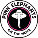 pink elephants on the move logo