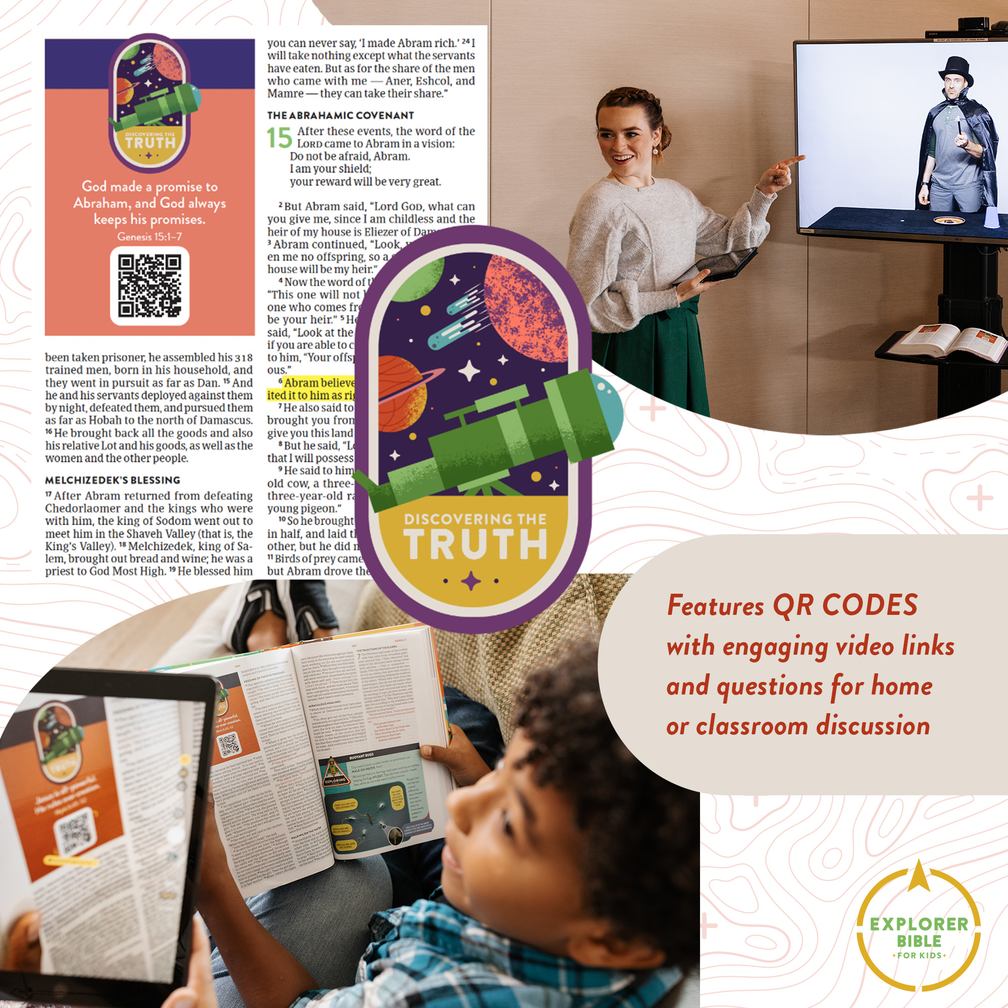 Explorer Bible for Kids with QR code to engaging video links