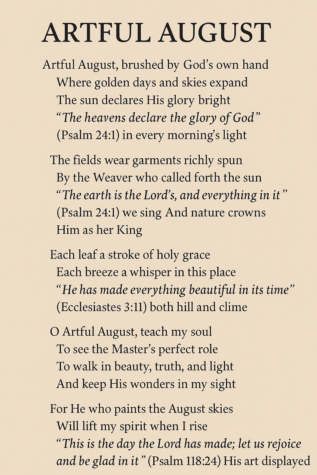 Artful August Poem Banner